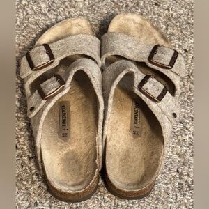 Birkenstock Wool Felt Beige Arizona Comfort Slides